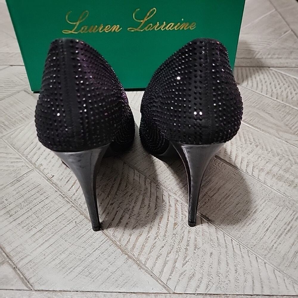 Lauren Lorraine Heels Black Pewter Rhinestone NIB Stiletto Pumps - Picture 5 of 10